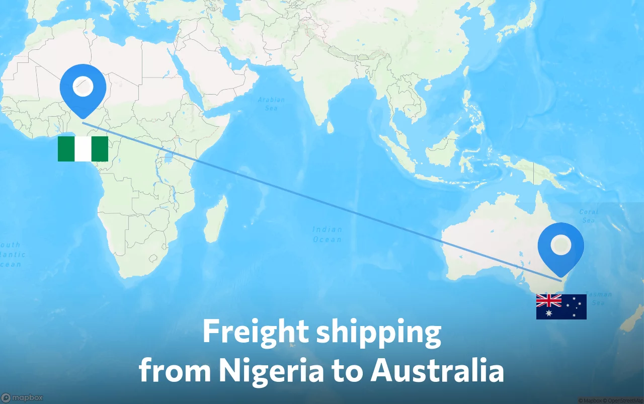 Shipping route from Nigeria to Australia