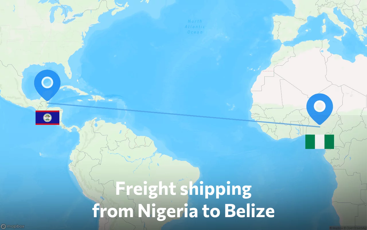 Shipping route from Nigeria to Belize