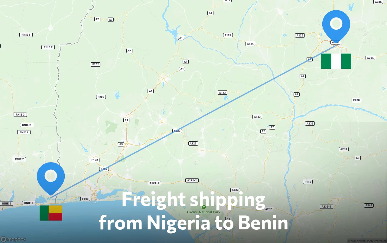 Shipping route from Nigeria to Benin