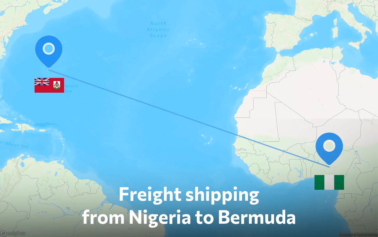 Shipping route from Nigeria to Bermuda