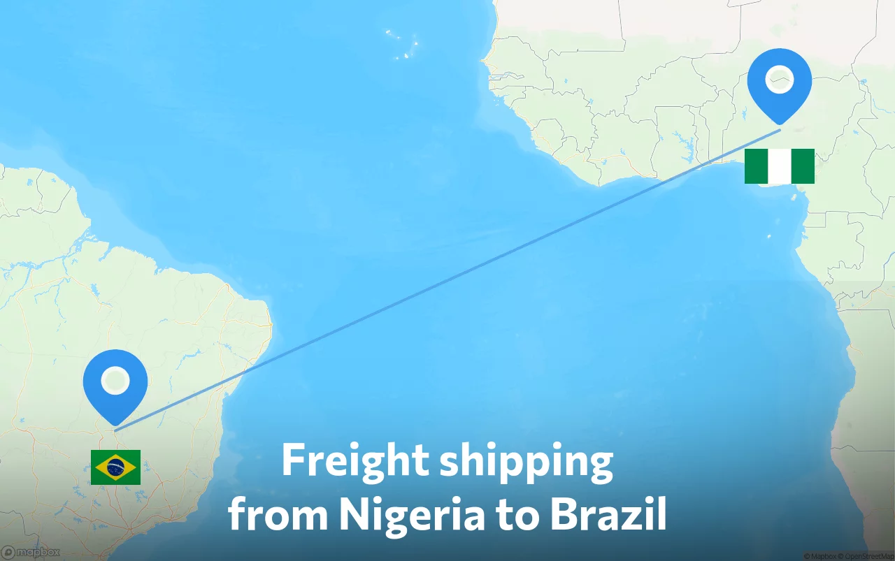 Shipping route from Nigeria to Brazil