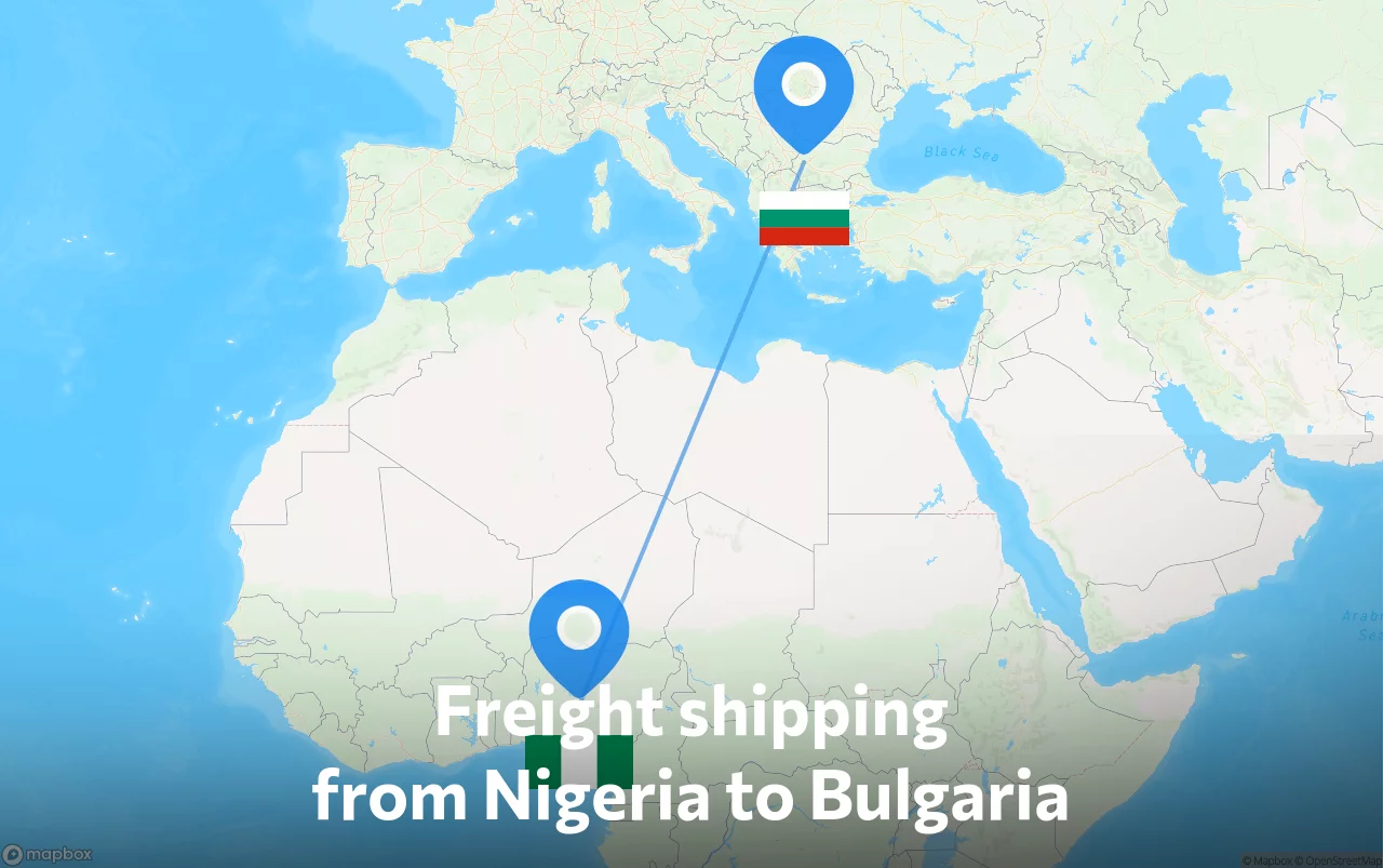 Shipping route from Nigeria to Bulgaria