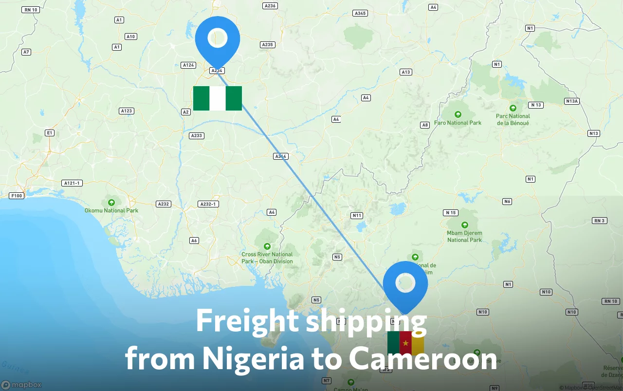 Shipping route from Nigeria to Cameroon
