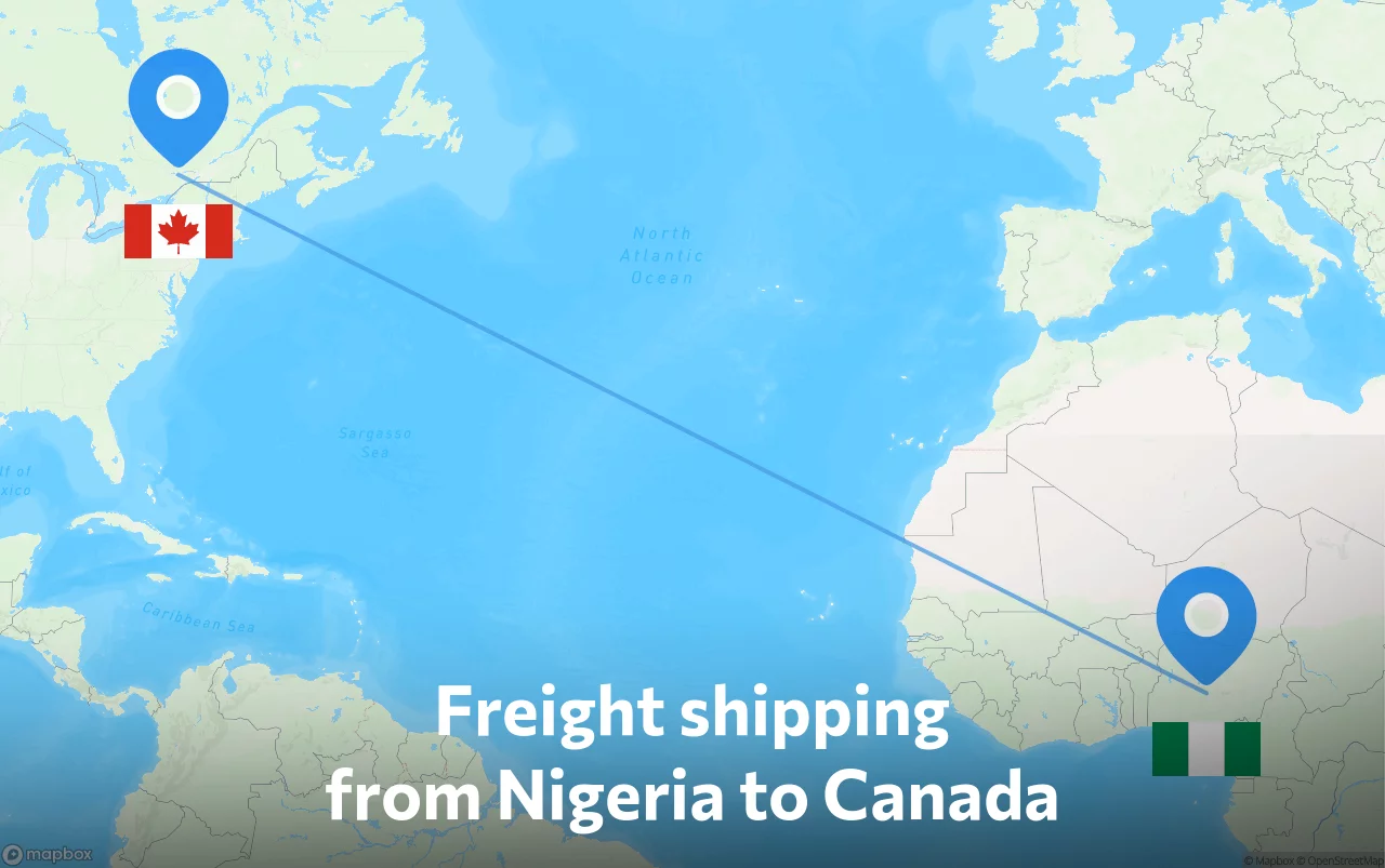 Shipping route from Nigeria to Canada