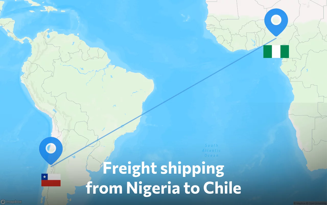 Shipping route from Nigeria to Chile