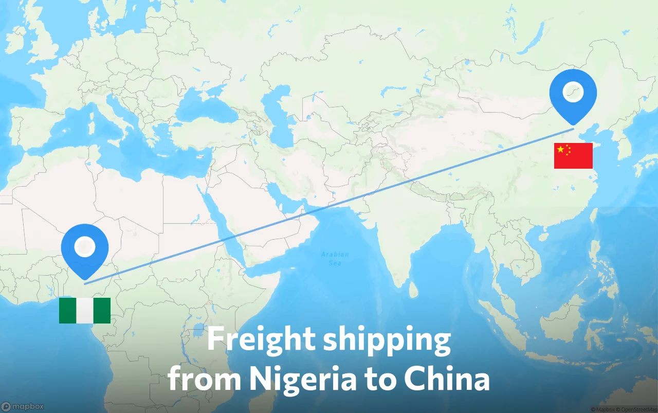 Shipping route from Nigeria to China