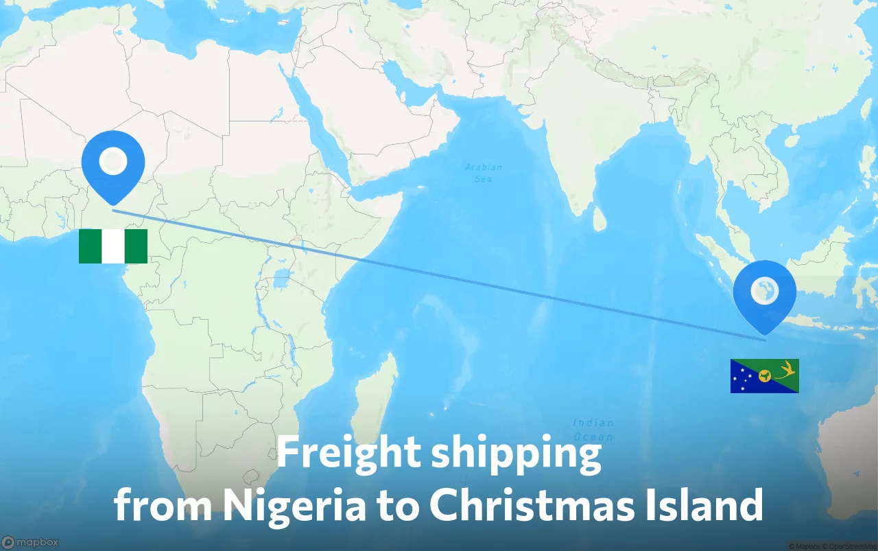 Shipping route from Nigeria to Christmas Island