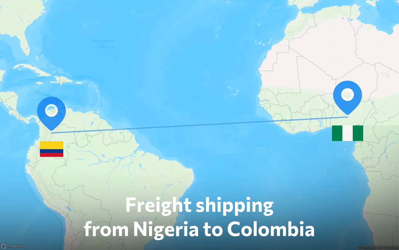 Shipping route from Nigeria to Colombia