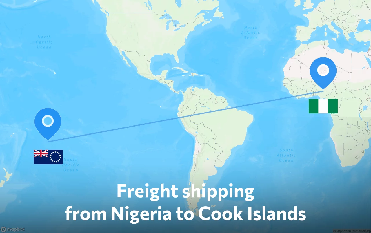 Shipping route from Nigeria to Cook Islands