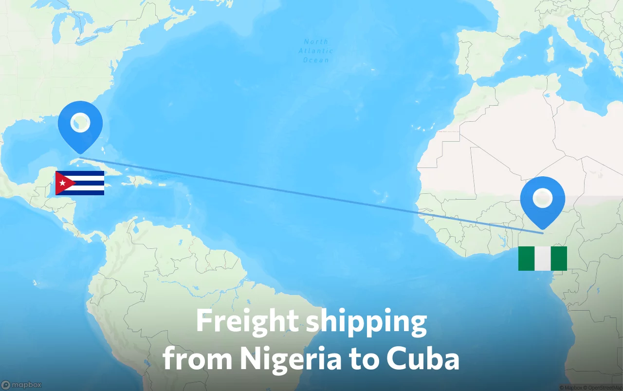Shipping route from Nigeria to Cuba