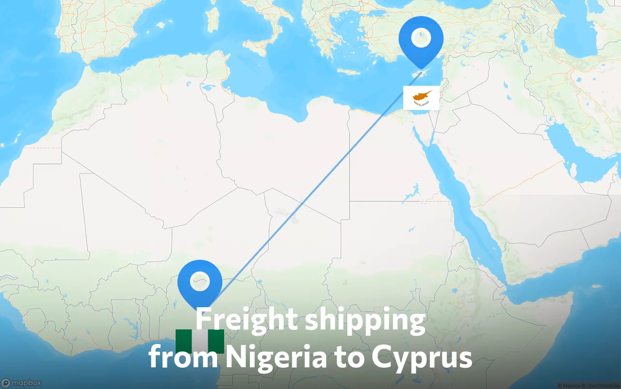 Shipping route from Nigeria to Cyprus