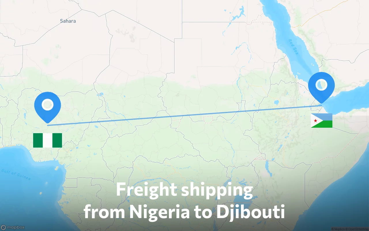 Shipping route from Nigeria to Djibouti