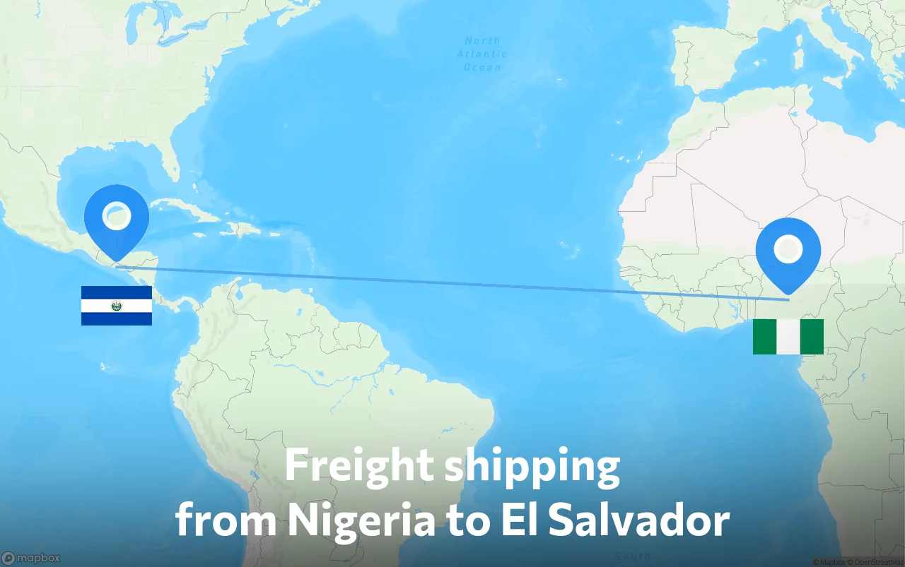 Shipping route from Nigeria to El Salvador