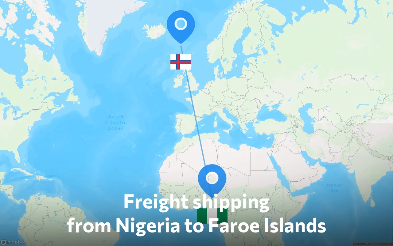 Shipping route from Nigeria to Faroe Islands