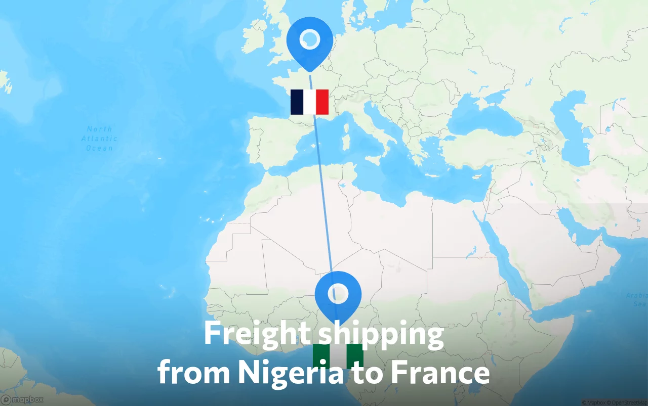 Shipping route from Nigeria to France