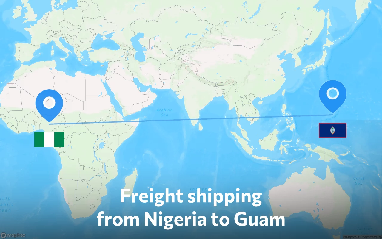 Shipping route from Nigeria to Guam