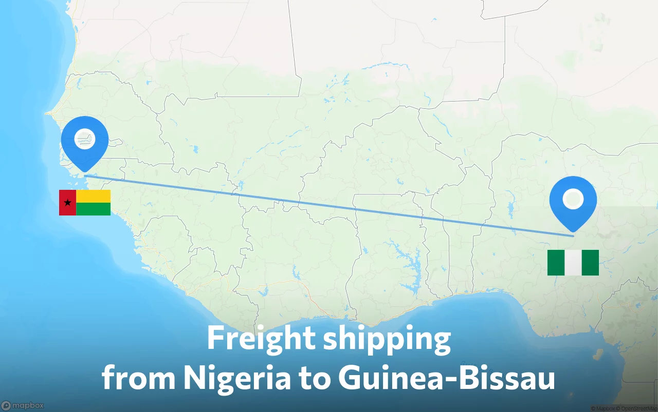 Shipping route from Nigeria to Guinea-Bissau
