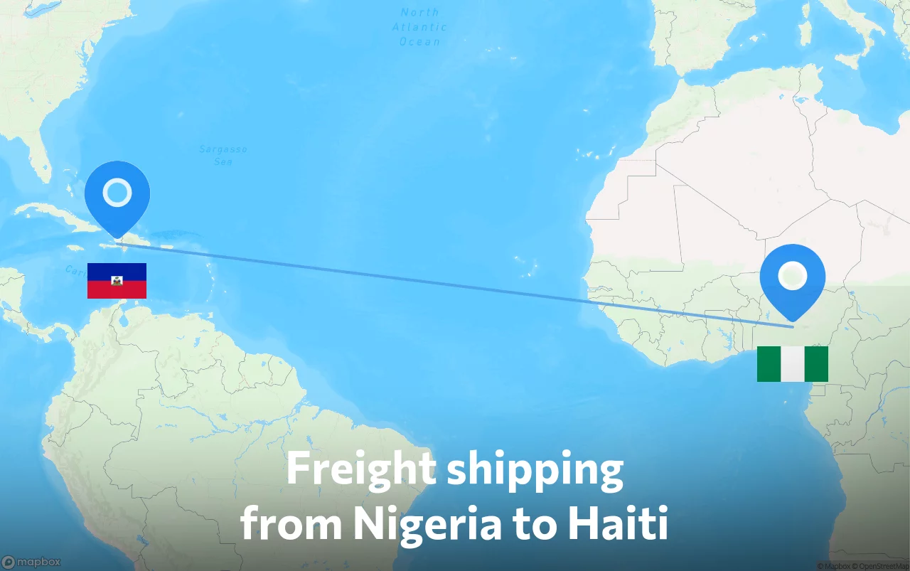 Shipping route from Nigeria to Haiti