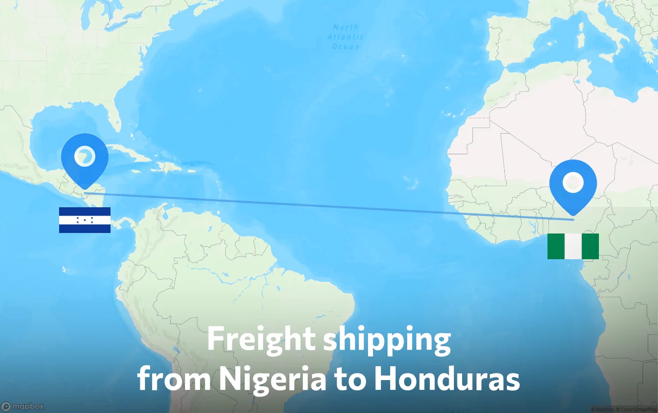 Shipping route from Nigeria to Honduras
