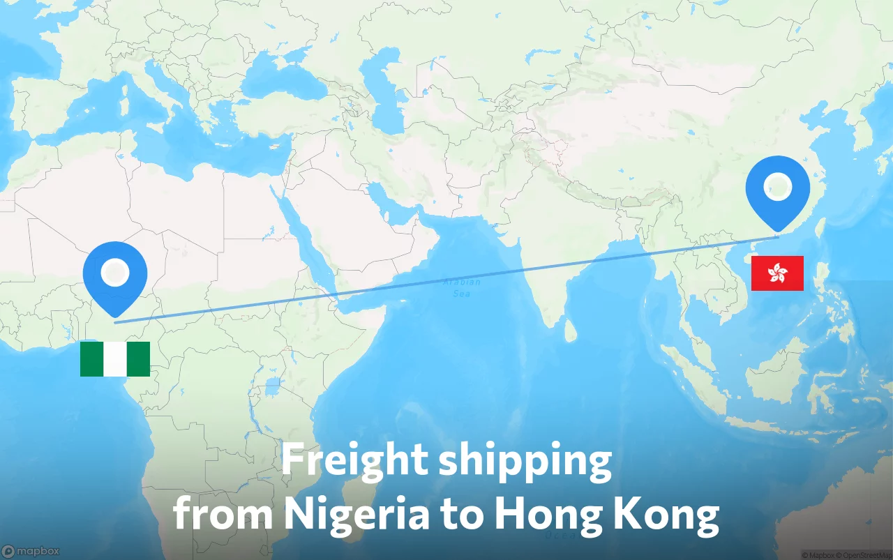 Shipping route from Nigeria to Hong Kong
