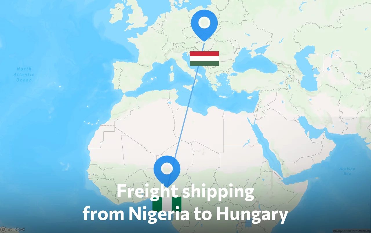 Shipping route from Nigeria to Hungary