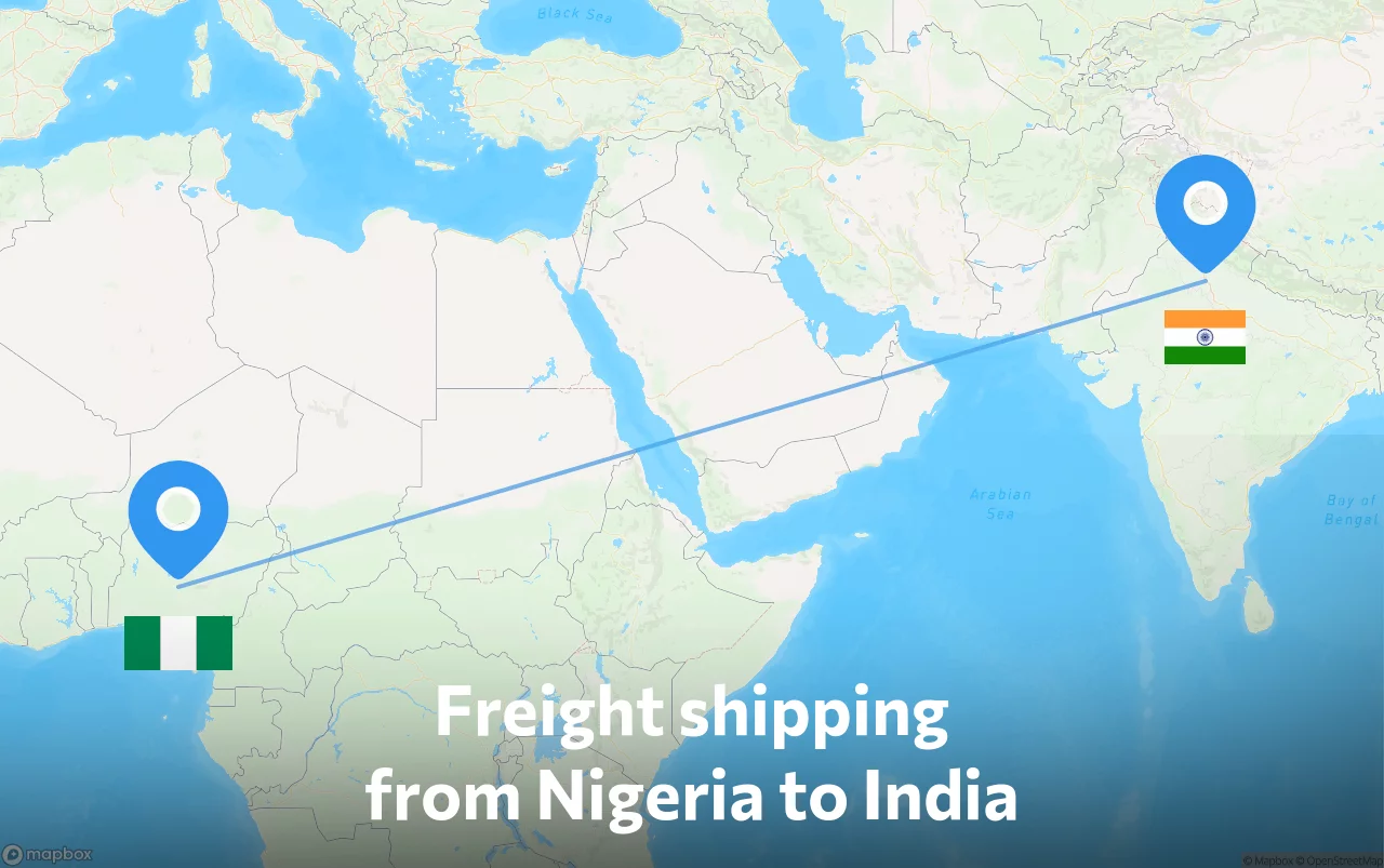 Shipping route from Nigeria to India