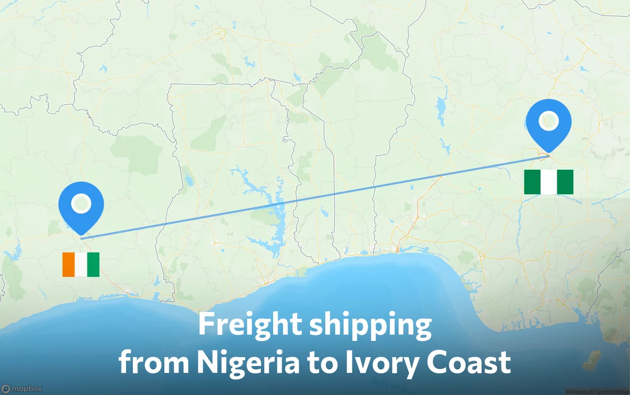 Shipping route from Nigeria to Ivory Coast