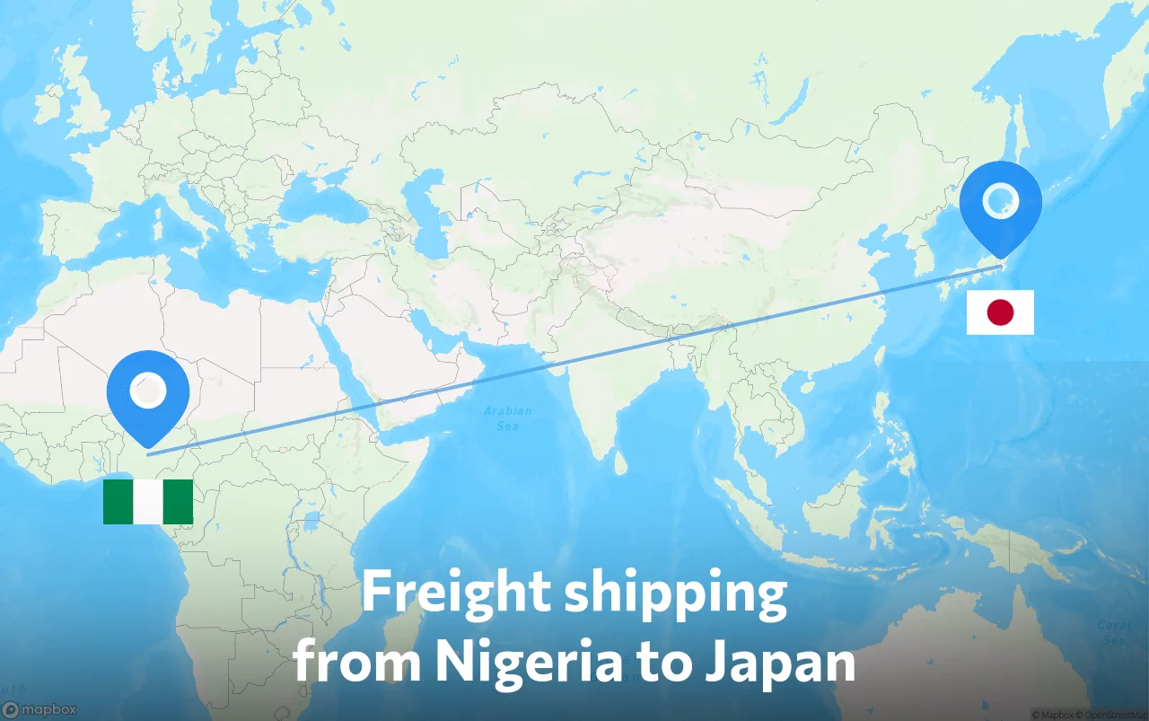 Shipping route from Nigeria to Japan