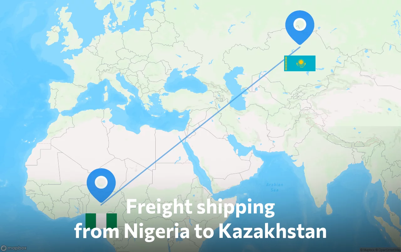 Shipping route from Nigeria to Kazakhstan
