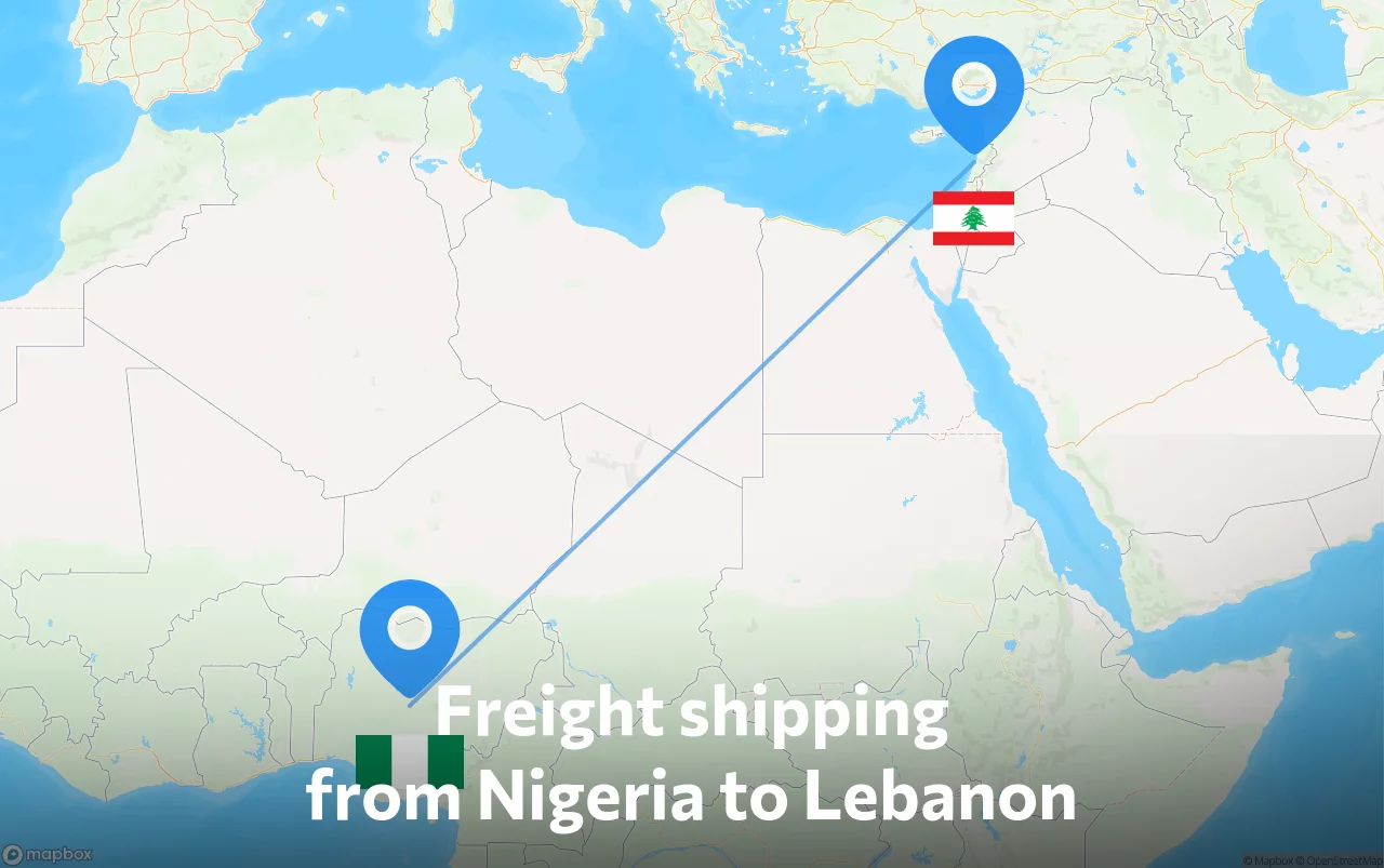 Shipping route from Nigeria to Lebanon