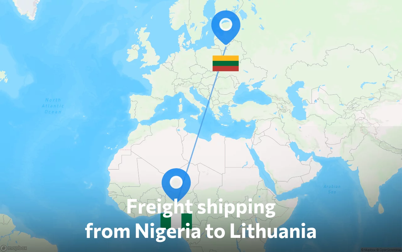 Shipping route from Nigeria to Lithuania