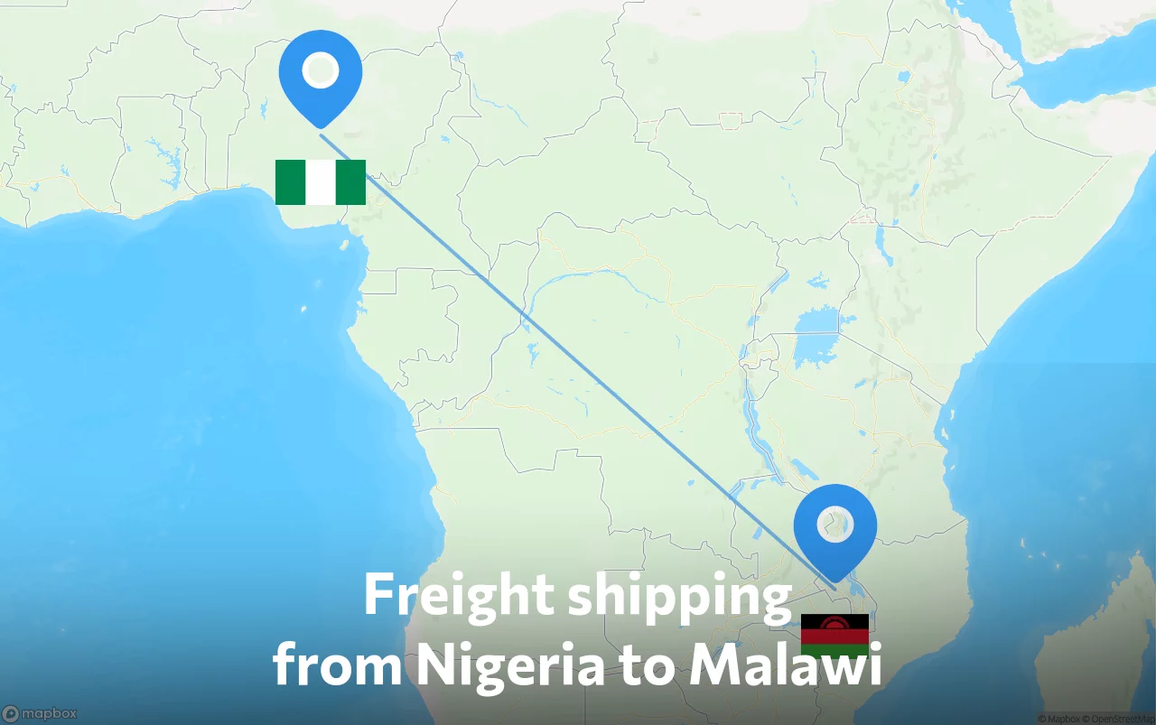 Shipping route from Nigeria to Malawi