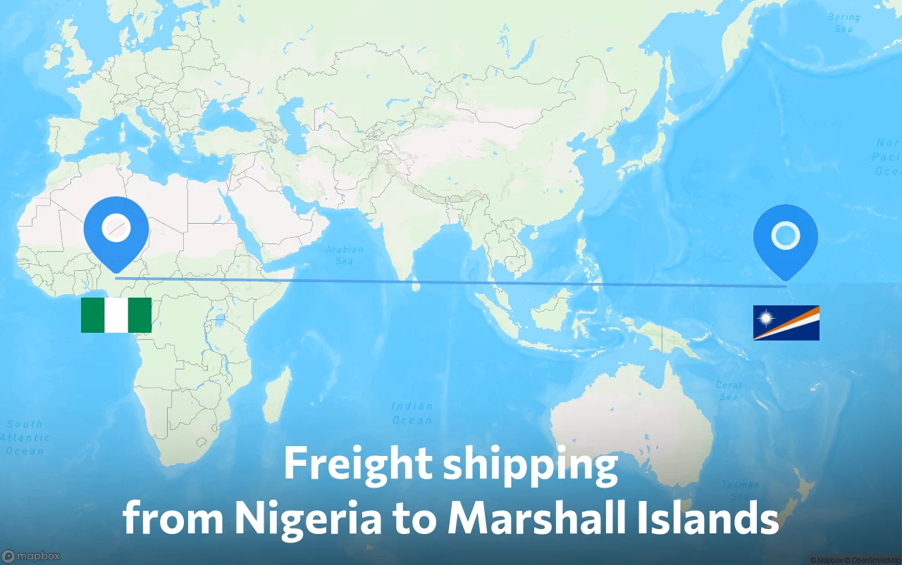 Shipping route from Nigeria to Marshall Islands
