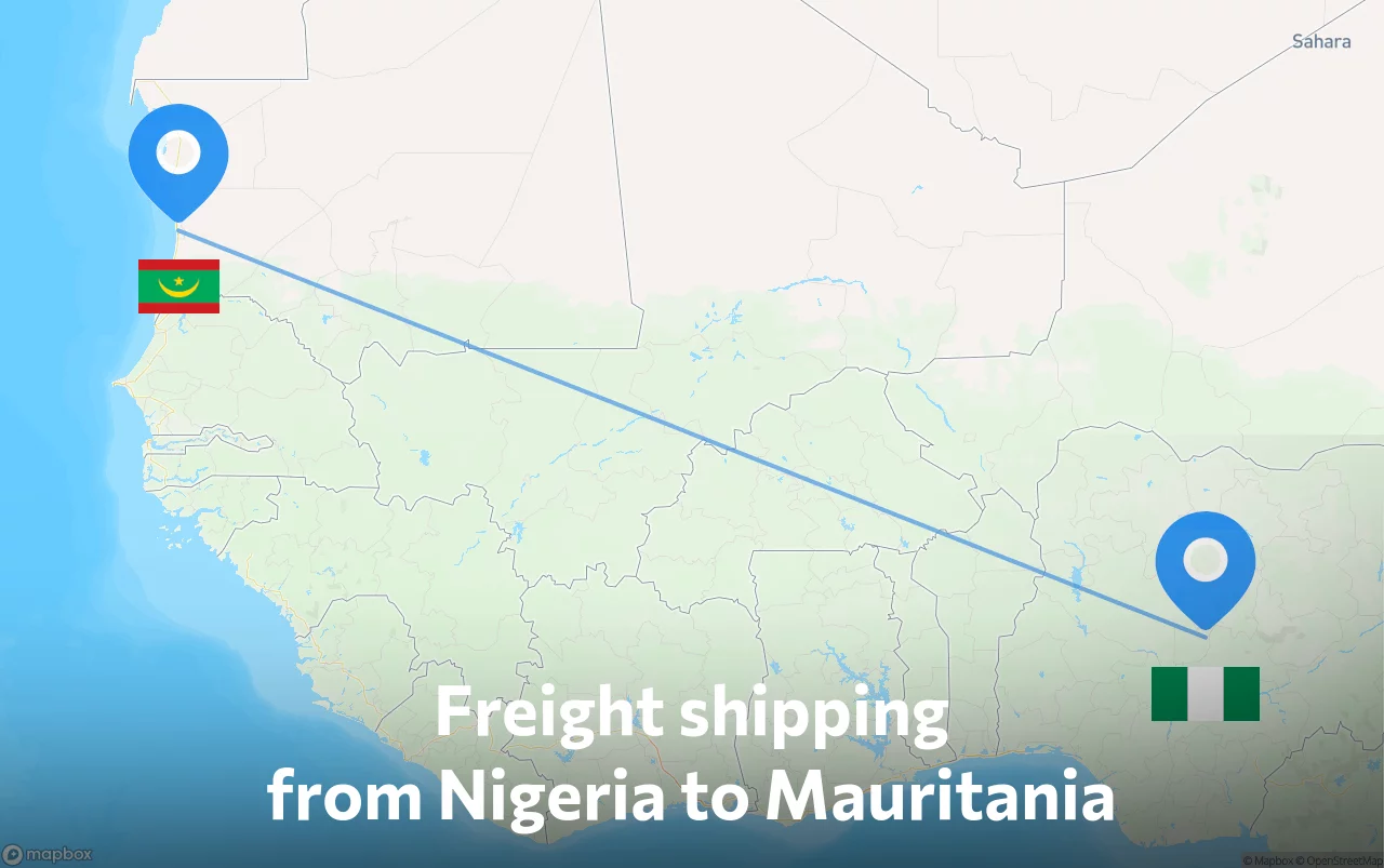 Shipping route from Nigeria to Mauritania