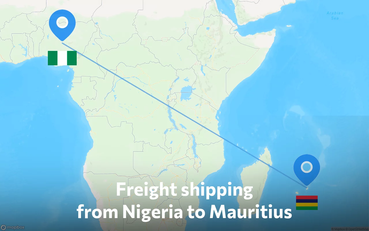 Shipping route from Nigeria to Mauritius