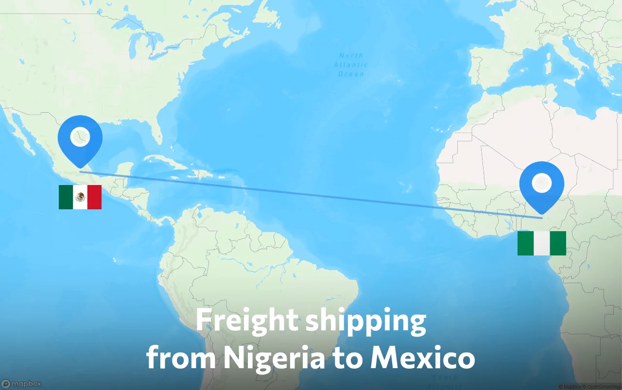 Shipping route from Nigeria to Mexico