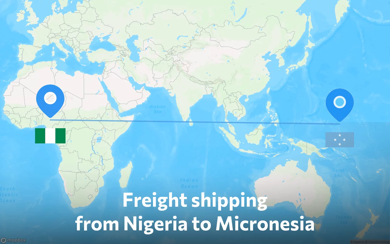 Shipping route from Nigeria to Micronesia