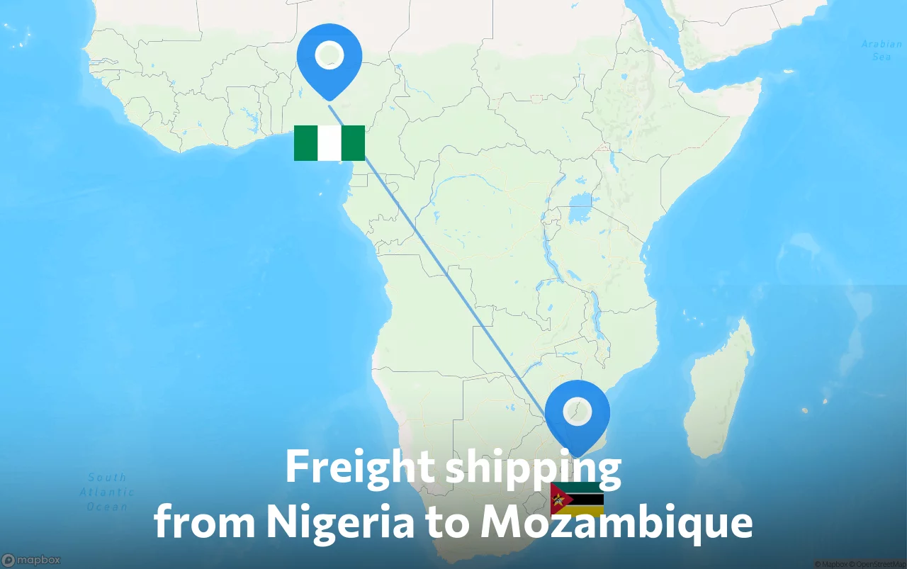 Shipping route from Nigeria to Mozambique