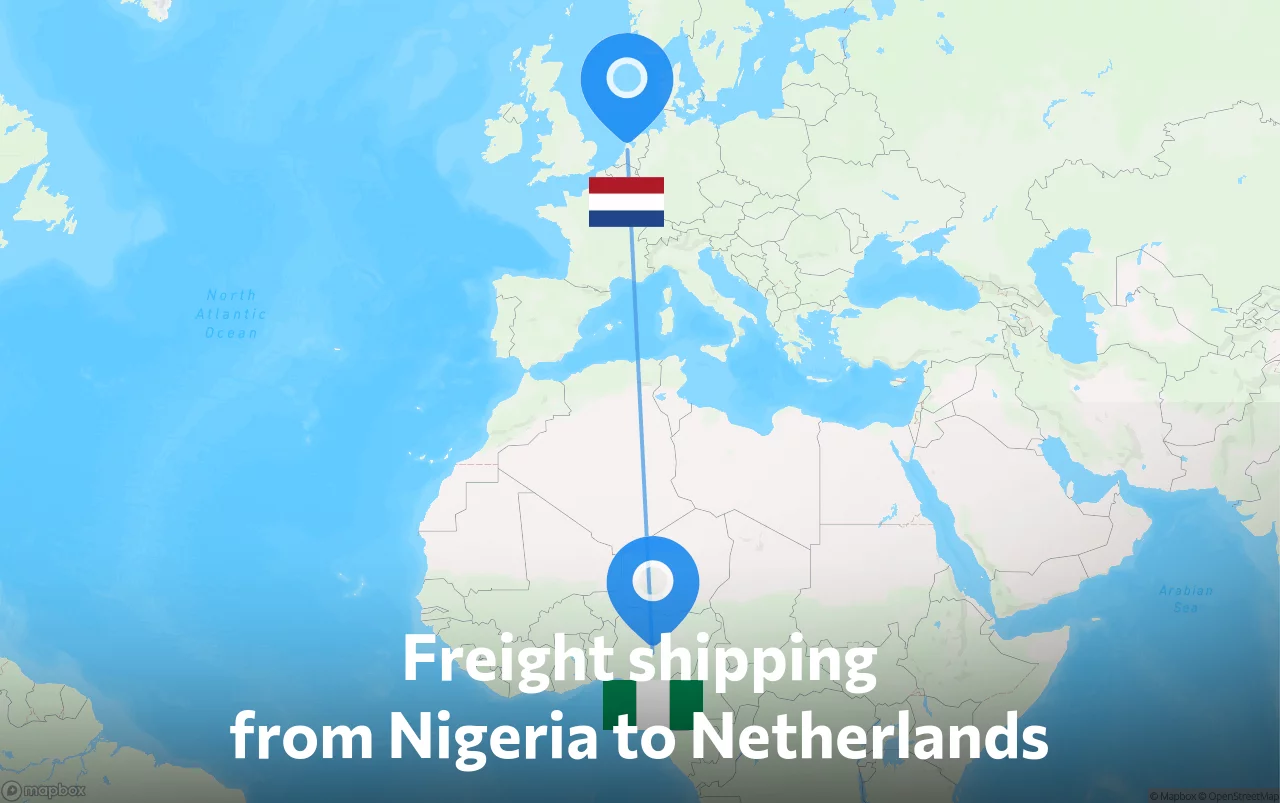 Shipping route from Nigeria to Netherlands