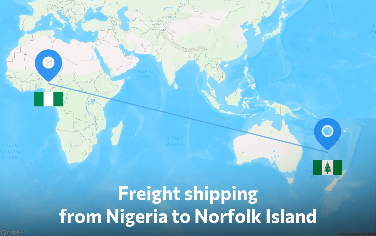 Shipping route from Nigeria to Norfolk Island