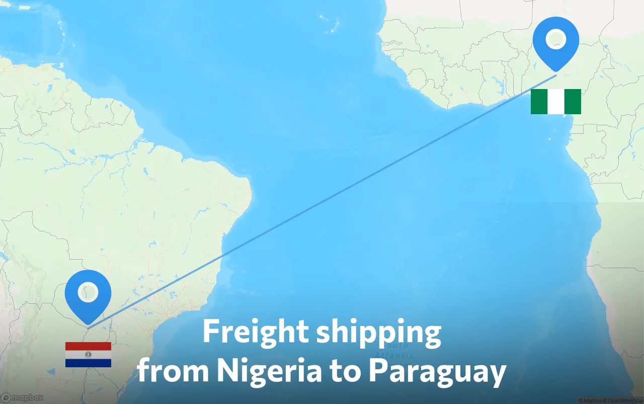 Shipping route from Nigeria to Paraguay