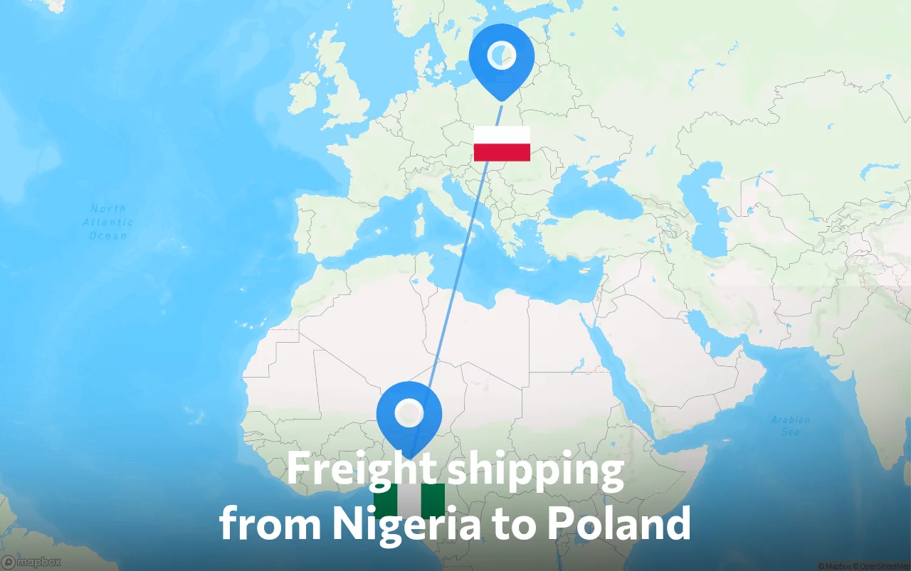Shipping route from Nigeria to Poland