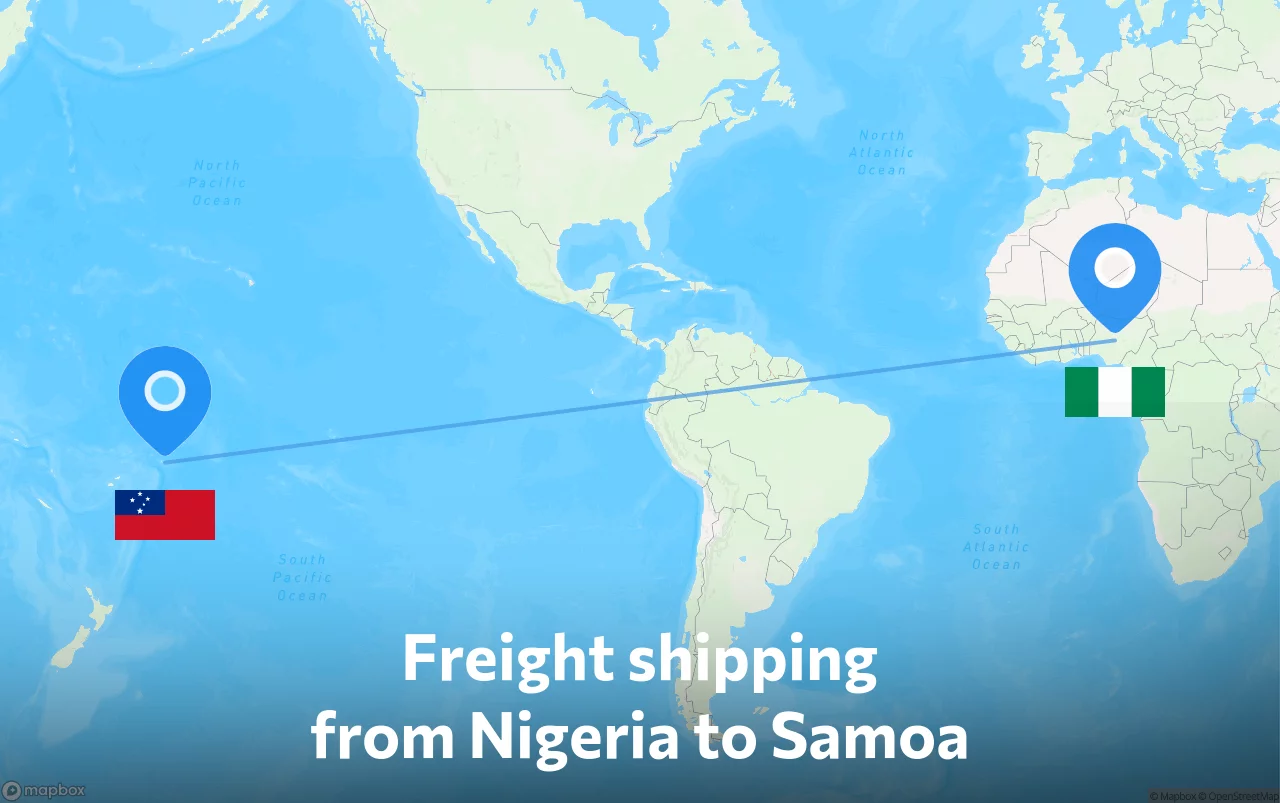Shipping route from Nigeria to Samoa