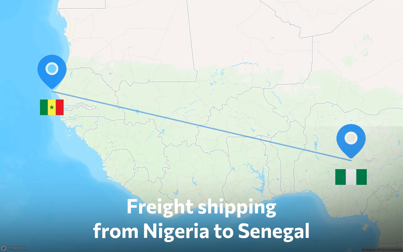 Shipping route from Nigeria to Senegal