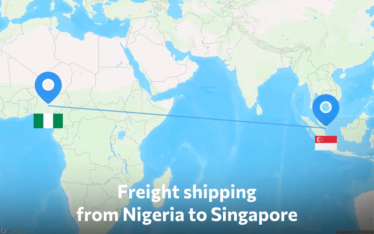 Shipping route from Nigeria to Singapore