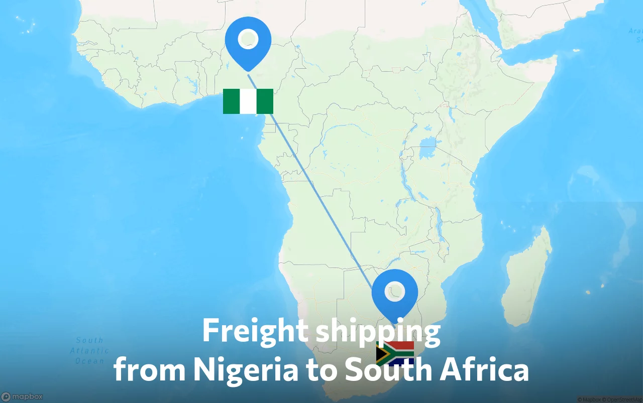 Shipping route from Nigeria to South Africa