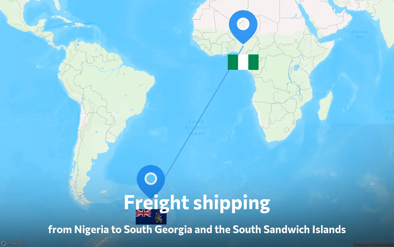 Shipping route from Nigeria to South Georgia and the South Sandwich Islands