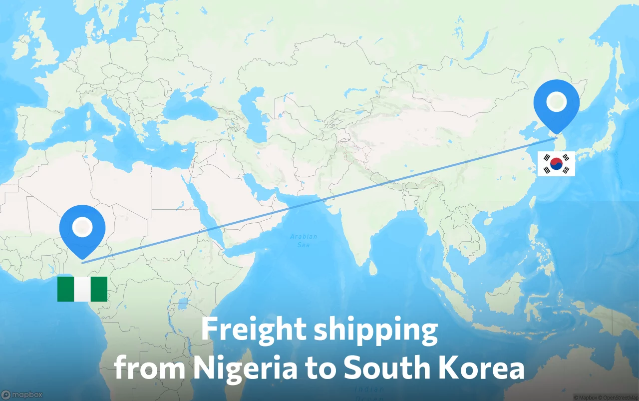 Shipping route from Nigeria to South Korea
