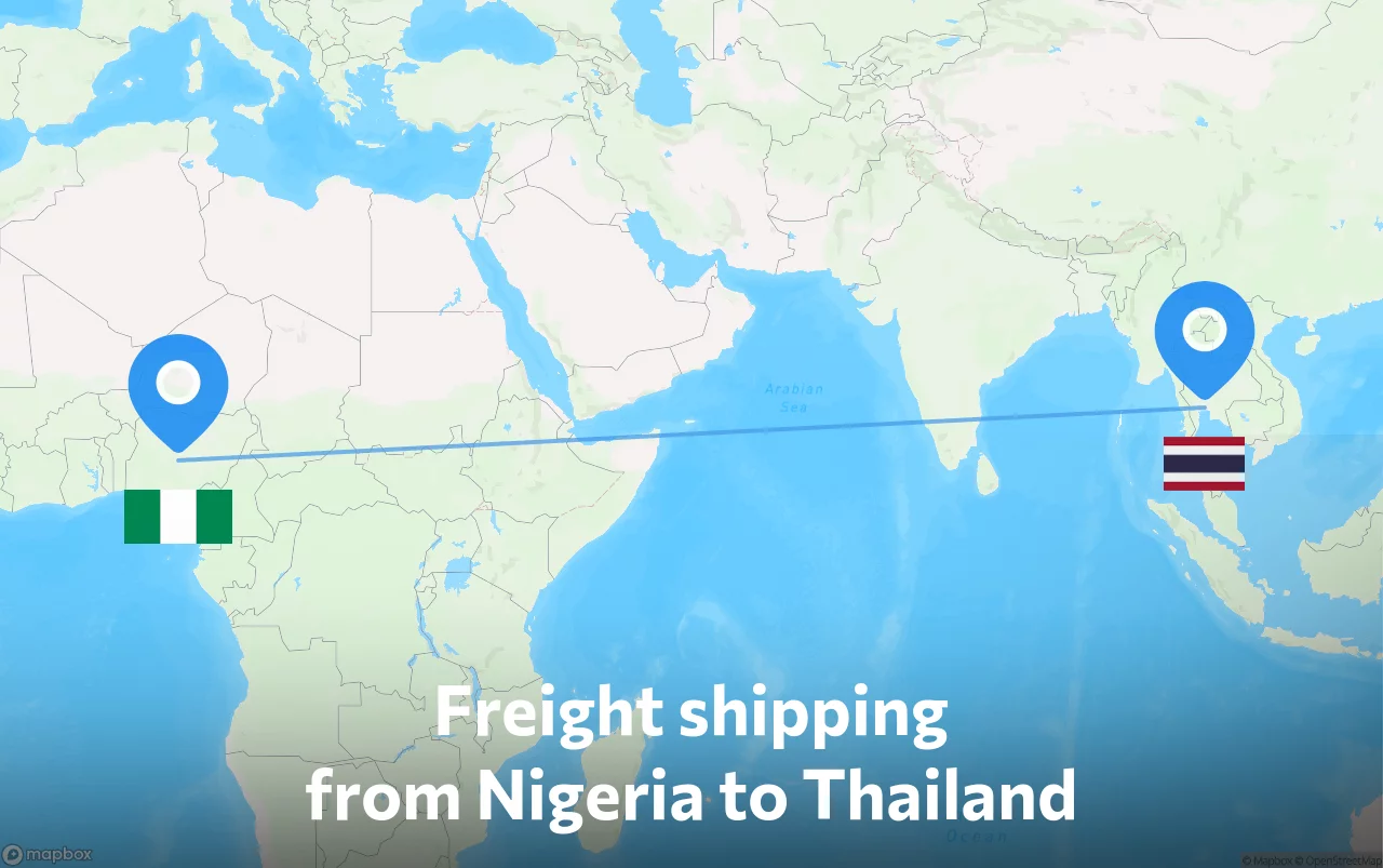 Shipping route from Nigeria to Thailand