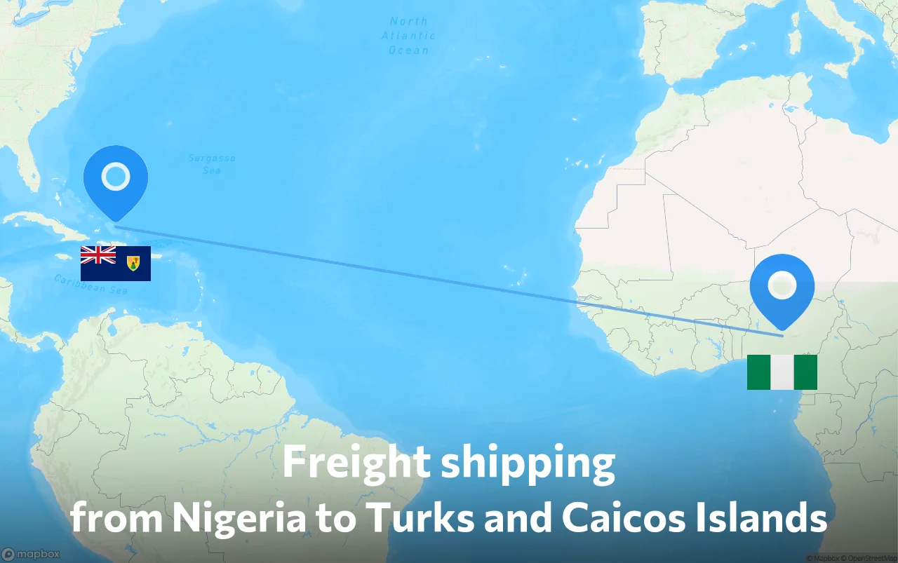 Shipping route from Nigeria to Turks and Caicos Islands